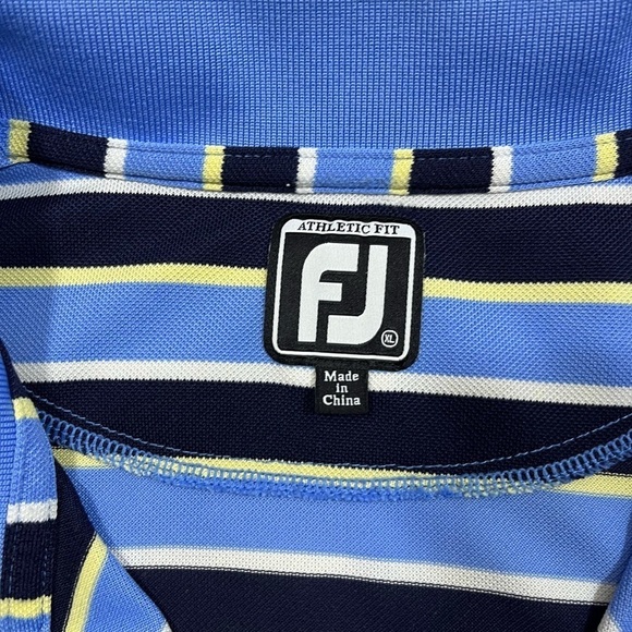 FootJoy FJ Athletic Fit Golf Polo Shirt Blue White Stripes EUC Size XL‎ - Picture 2 of 4